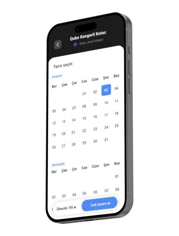 Gazgin reservation date picker screen
