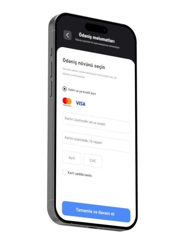 Gazgin payment details screen