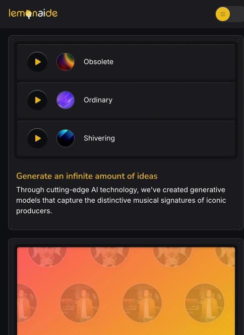 Lemonaide mobile feature card