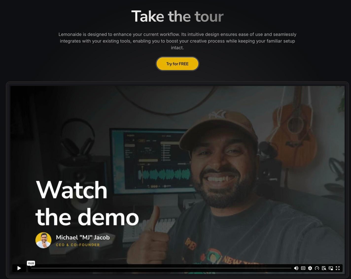 Take the tour section with demo video