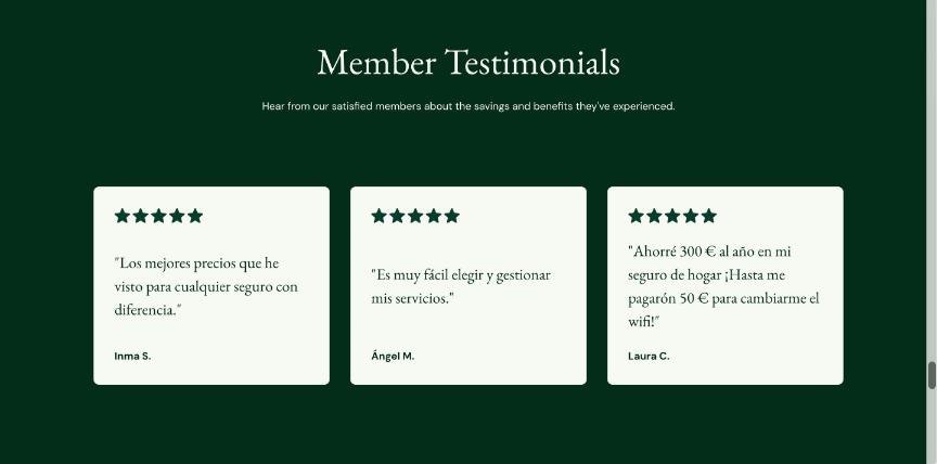Member testimonials